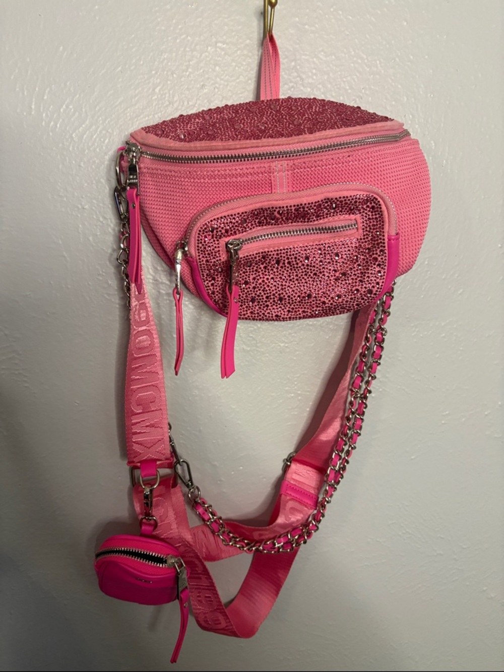 Pink Sequin Steve Madden Crossbody Belt Bag -
